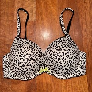 Victoria's Secret leopard cheetah Print lace trim push up Bra 34D
